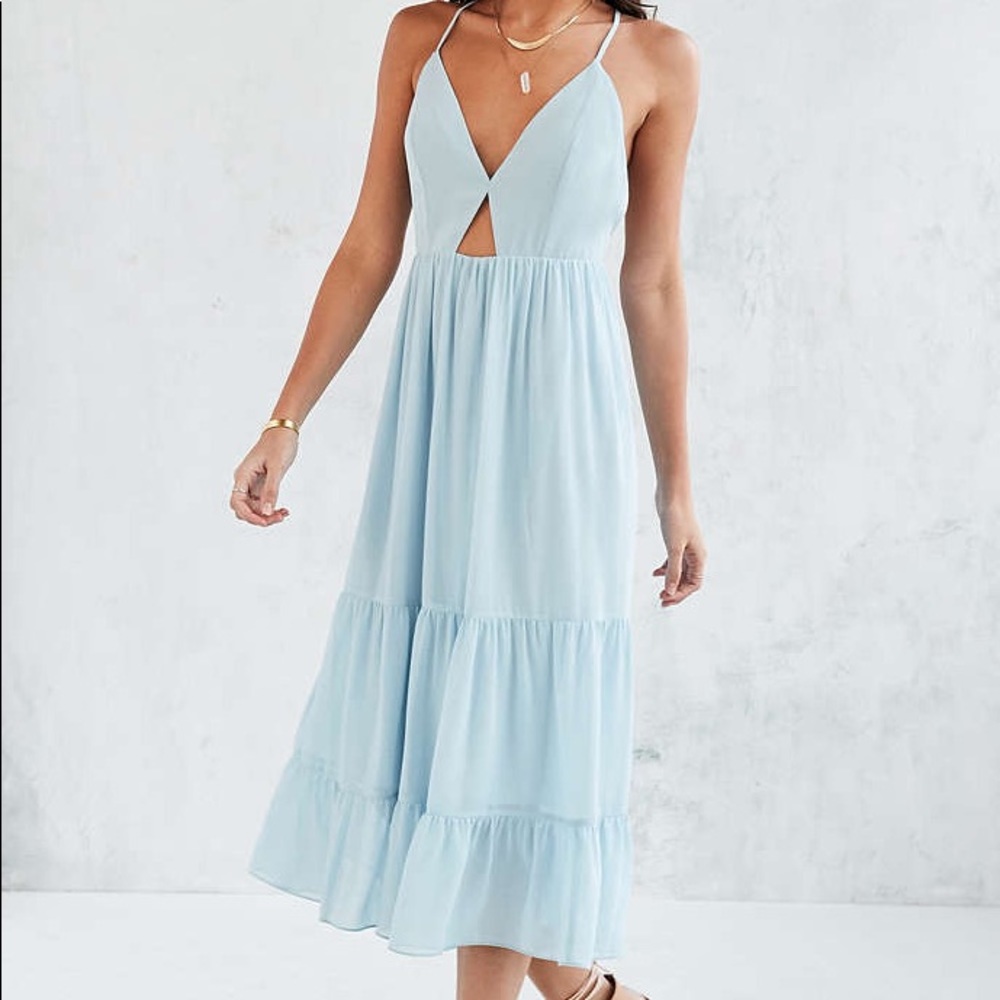 UO Kimchi Blue Tiered Cut-Out Midi Dress